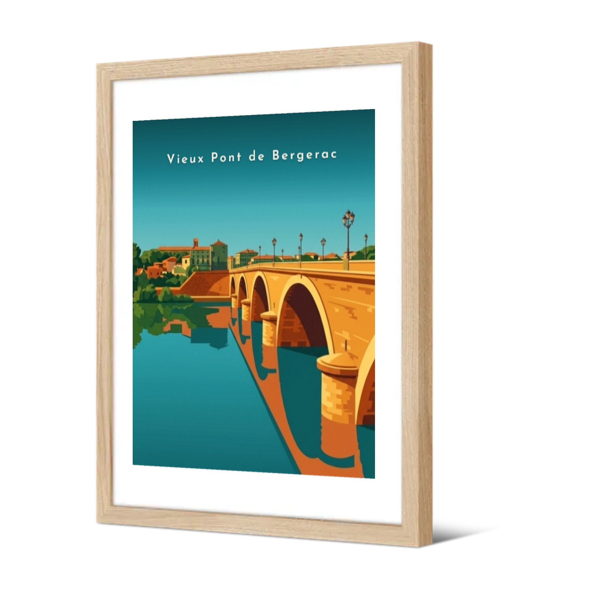 Vieux Pont de Bergerac — Pôdevache, encadrée, vue de trois quarts