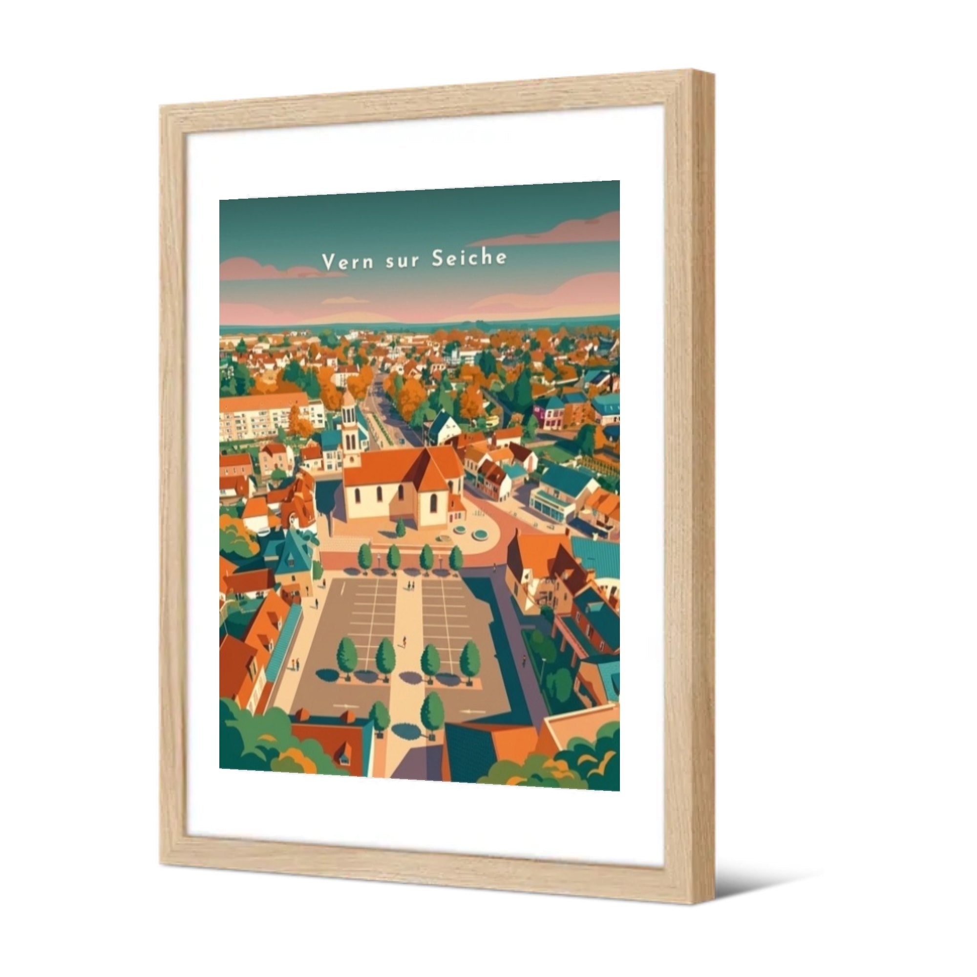 Vue aérienne du centre-bourg — Pôdevache, encadrée, vue de trois quarts