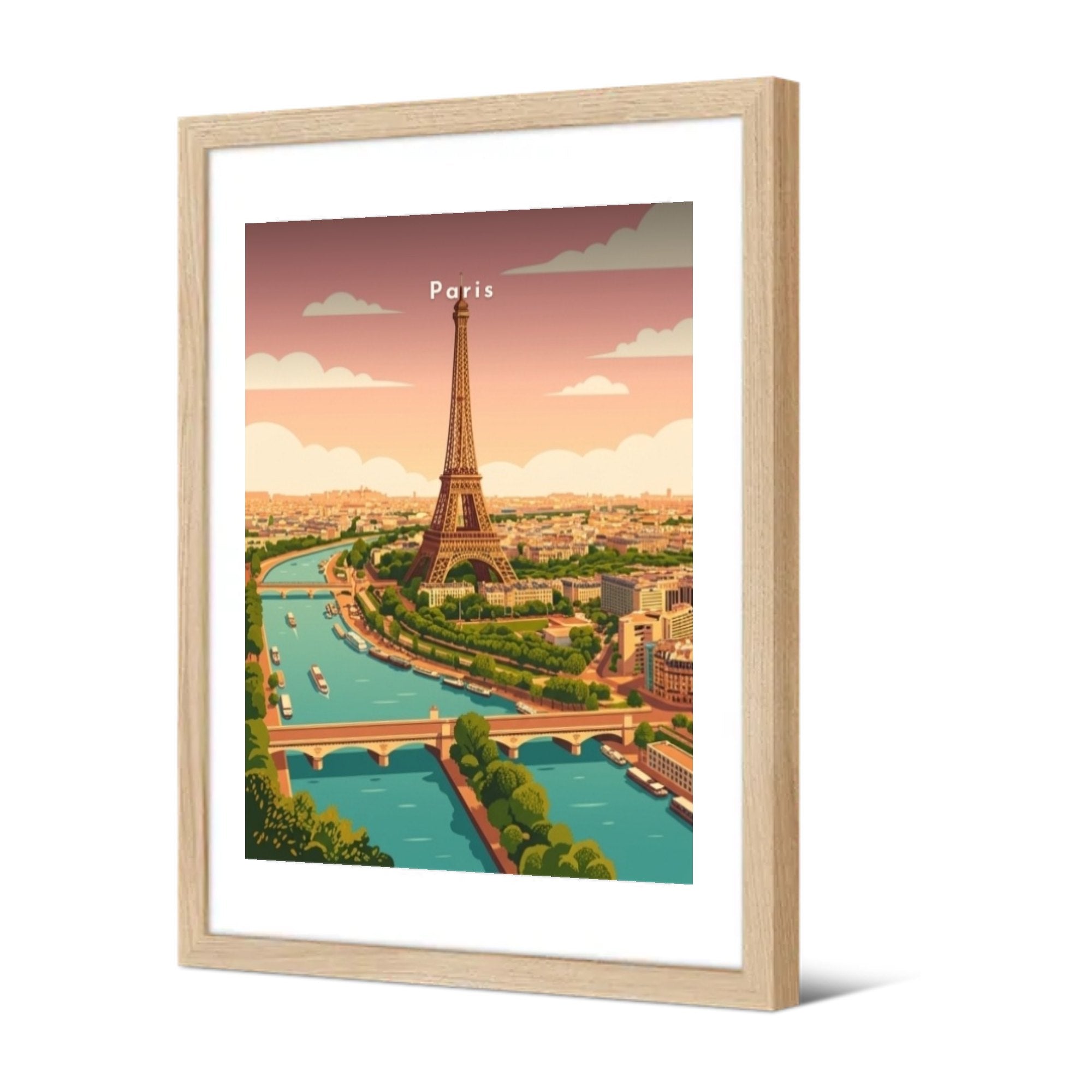 La tour Eiffel et la Seine — Pôdevache, encadrée, vue de trois quarts
