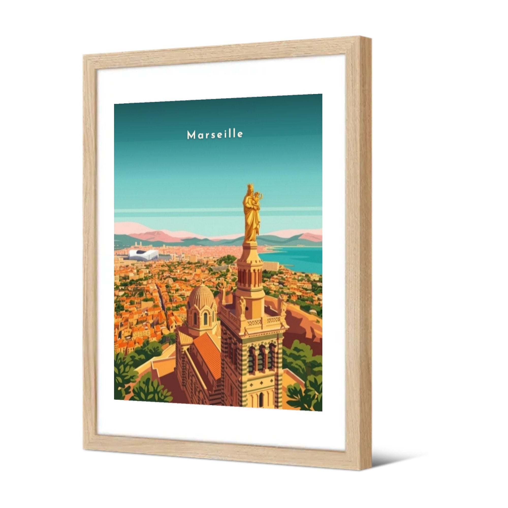Notre-Dame de la Garde et le Vélodrome — Pôdevache, encadrée, vue de trois quarts