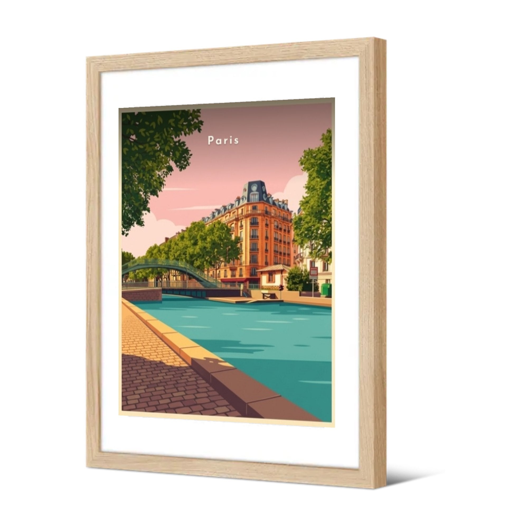 Passerelle sur le canal Saint-Martin — Pôdevache, encadrée, vue de trois quarts