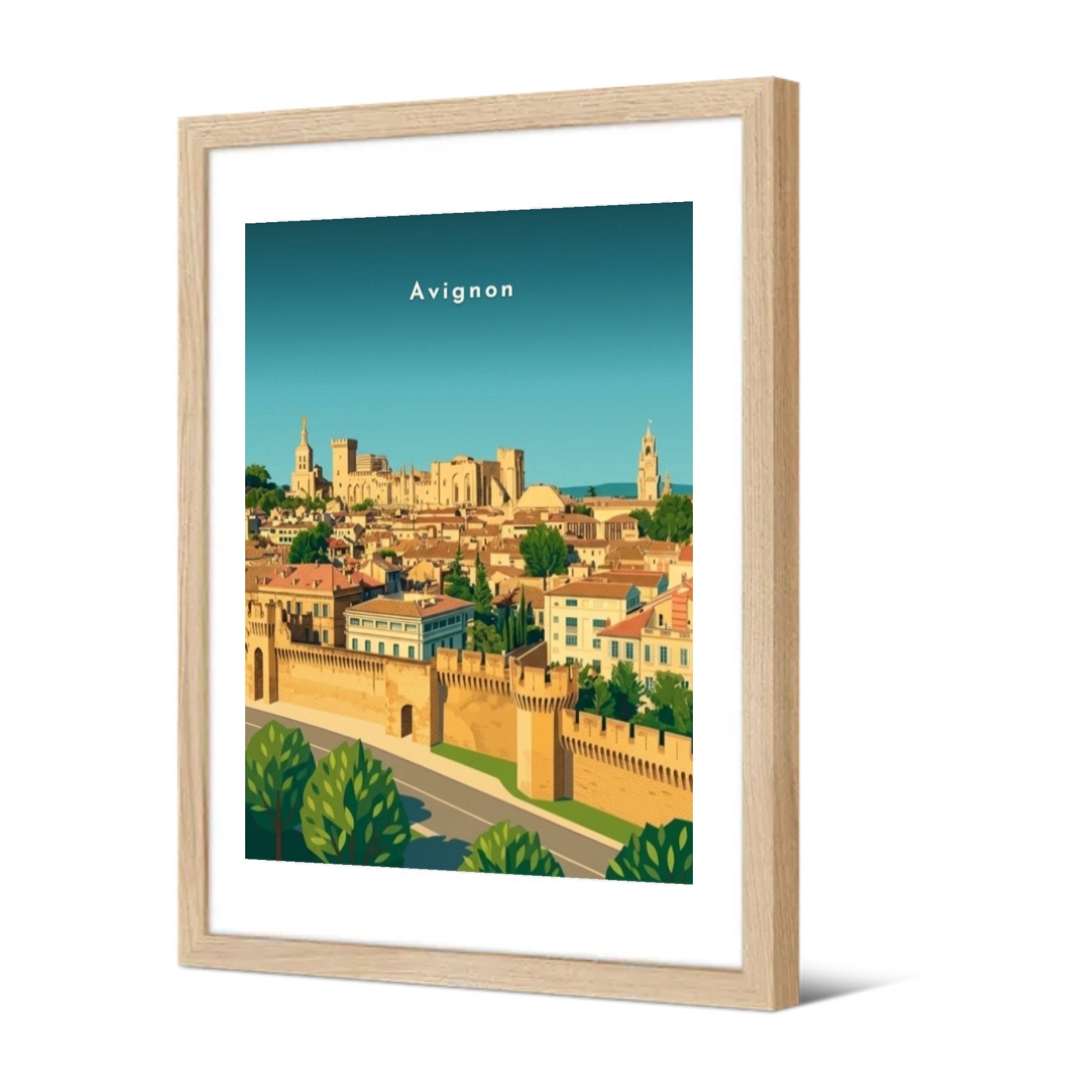 Les remparts et le Palais des Papes — Pôdevache, encadrée, vue de trois quarts
