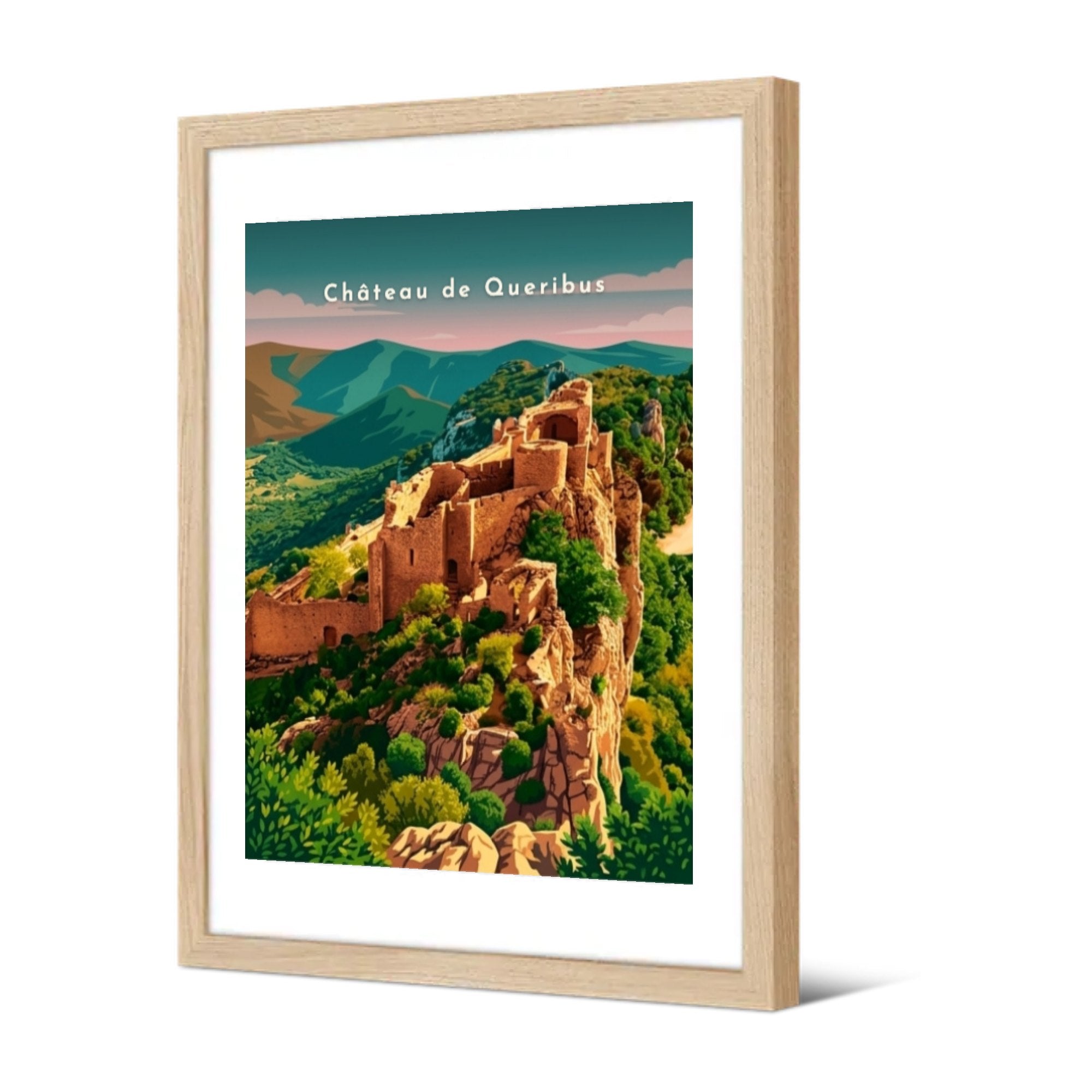 Château de Queribus — Pôdevache, encadrée, vue de trois quarts