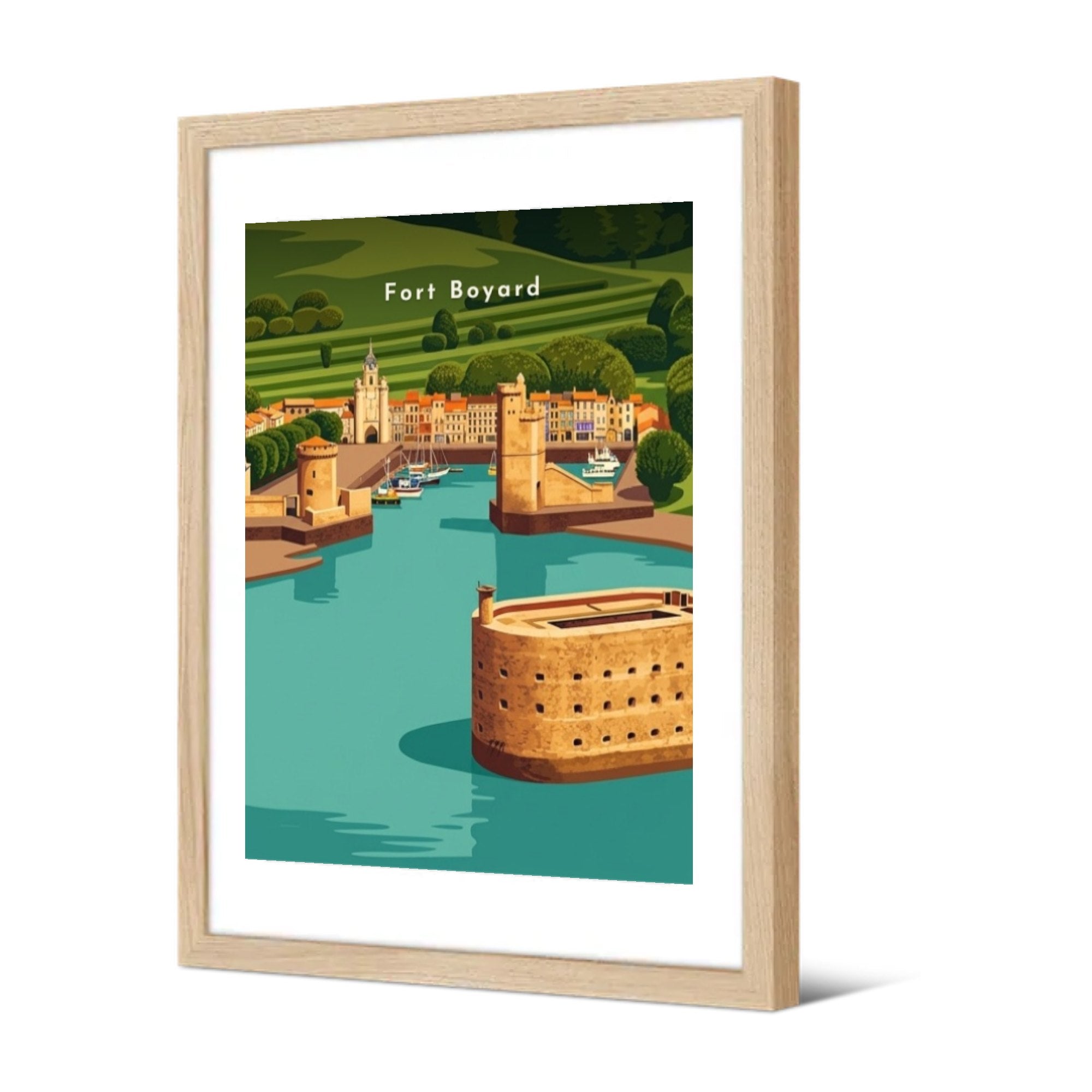 Fort Boyard — Pôdevache, encadrée, vue de trois quarts