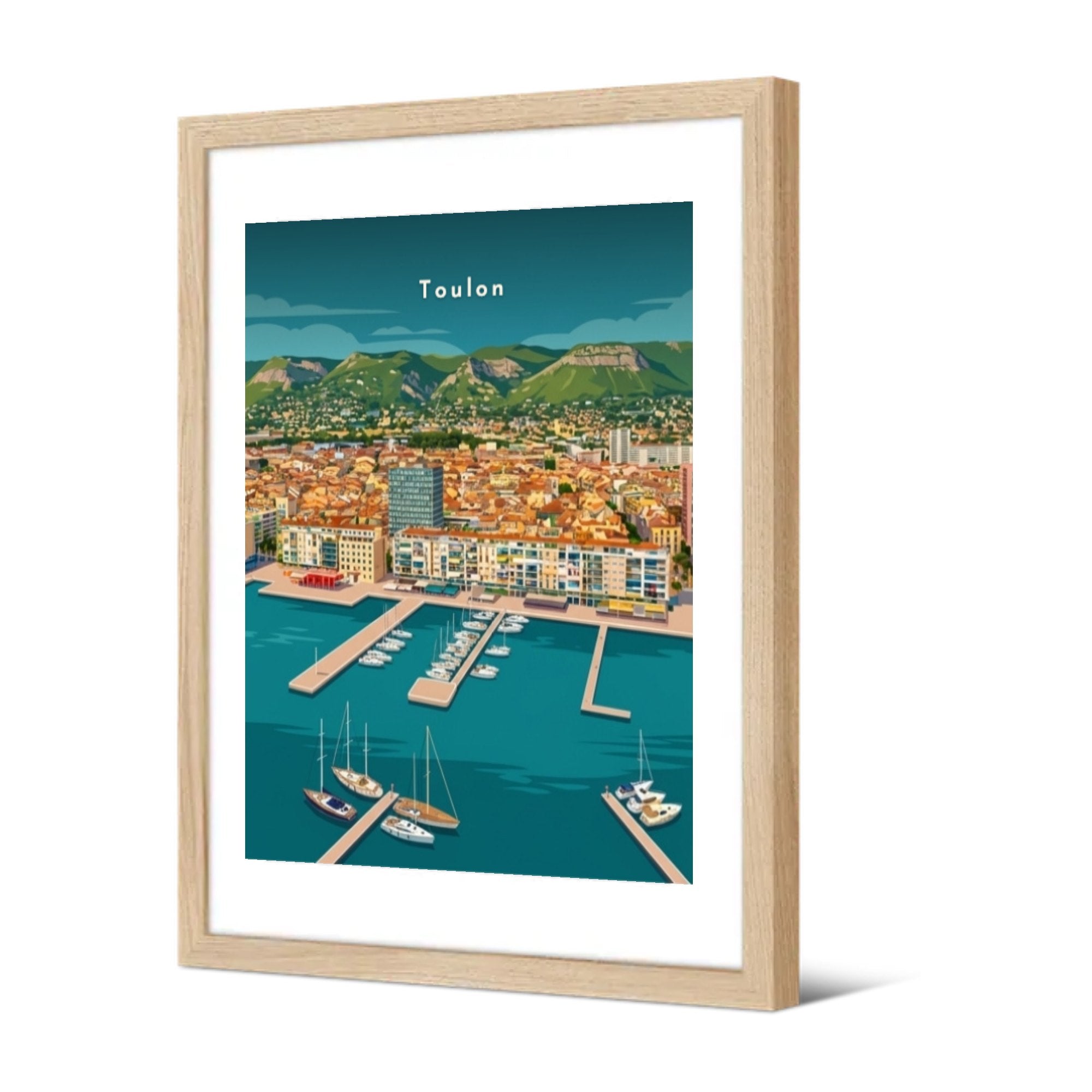 Le port et le mont Faron — Pôdevache, encadrée, vue de trois quarts