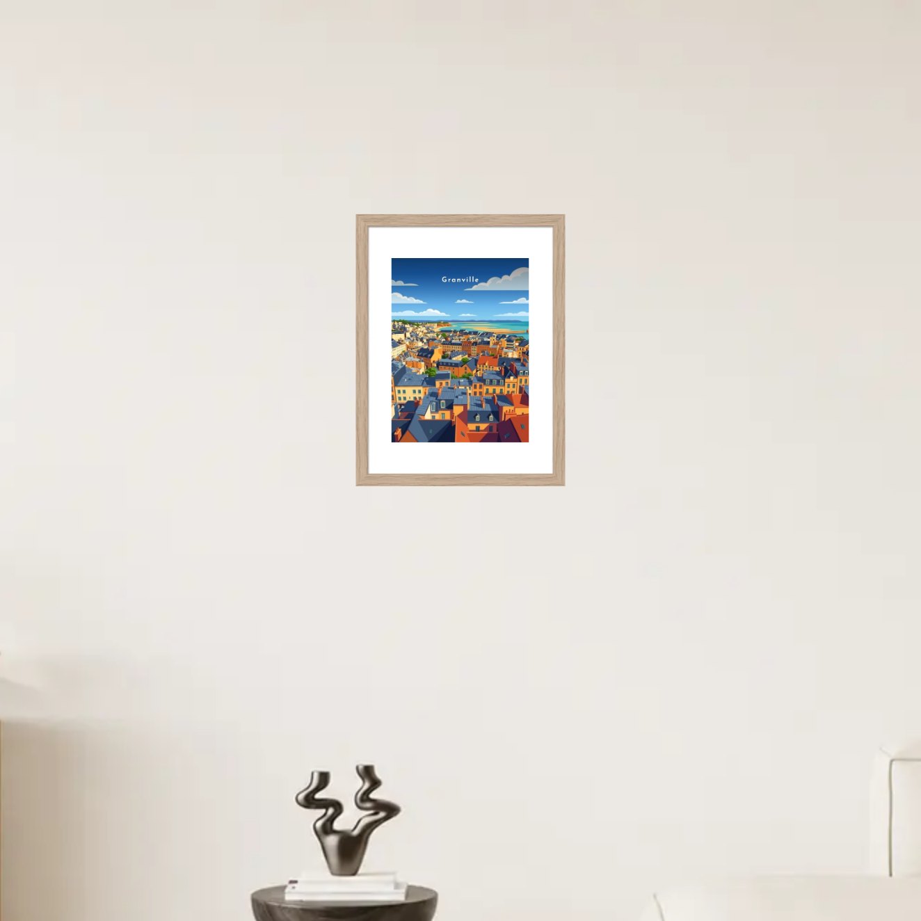 Vue sur les toits et la baie — Pôdevache, en situation sur un mur