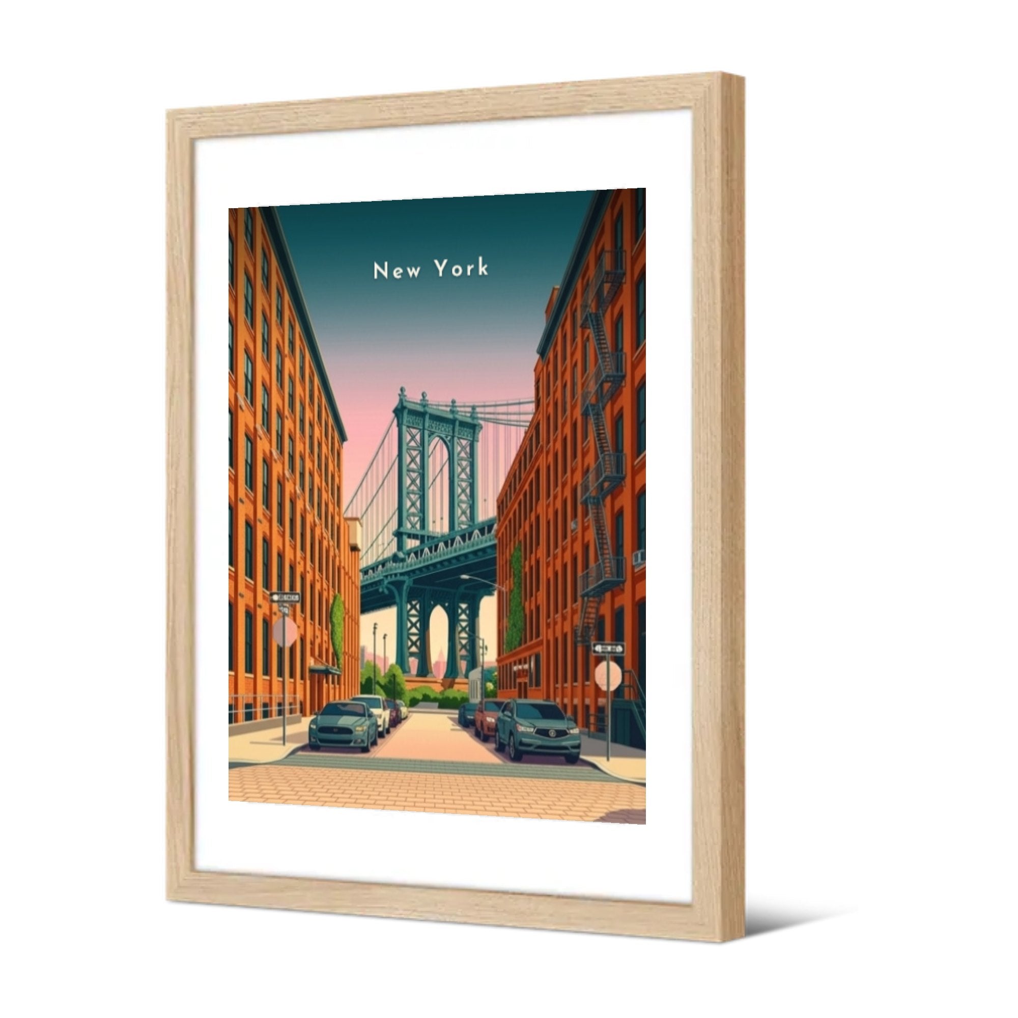 Le Manhattan Bridge depuis DUMBO — Pôdevache, encadrée, vue de trois quarts