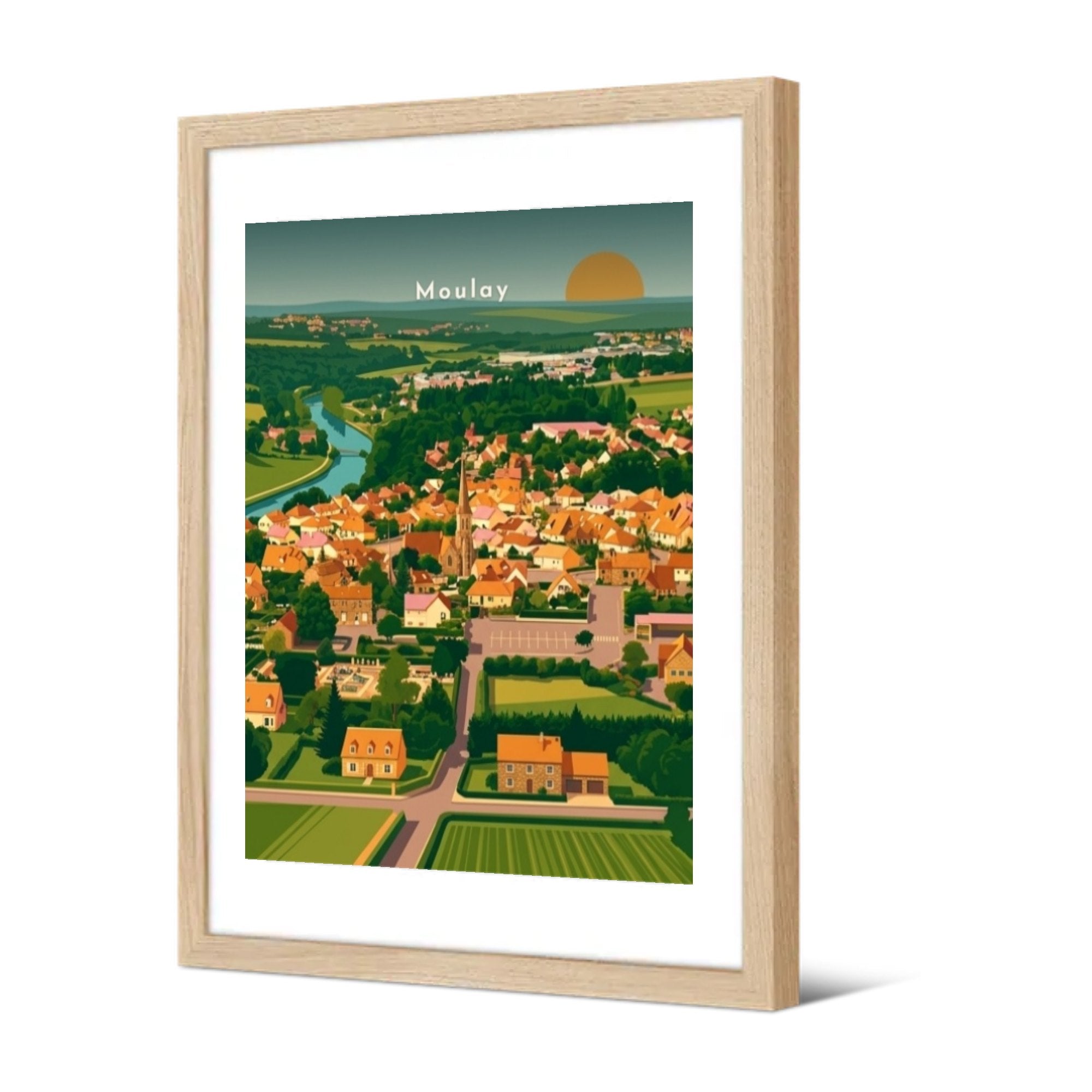Le village et la vallée de la Mayenne — Pôdevache, encadrée, vue de trois quarts