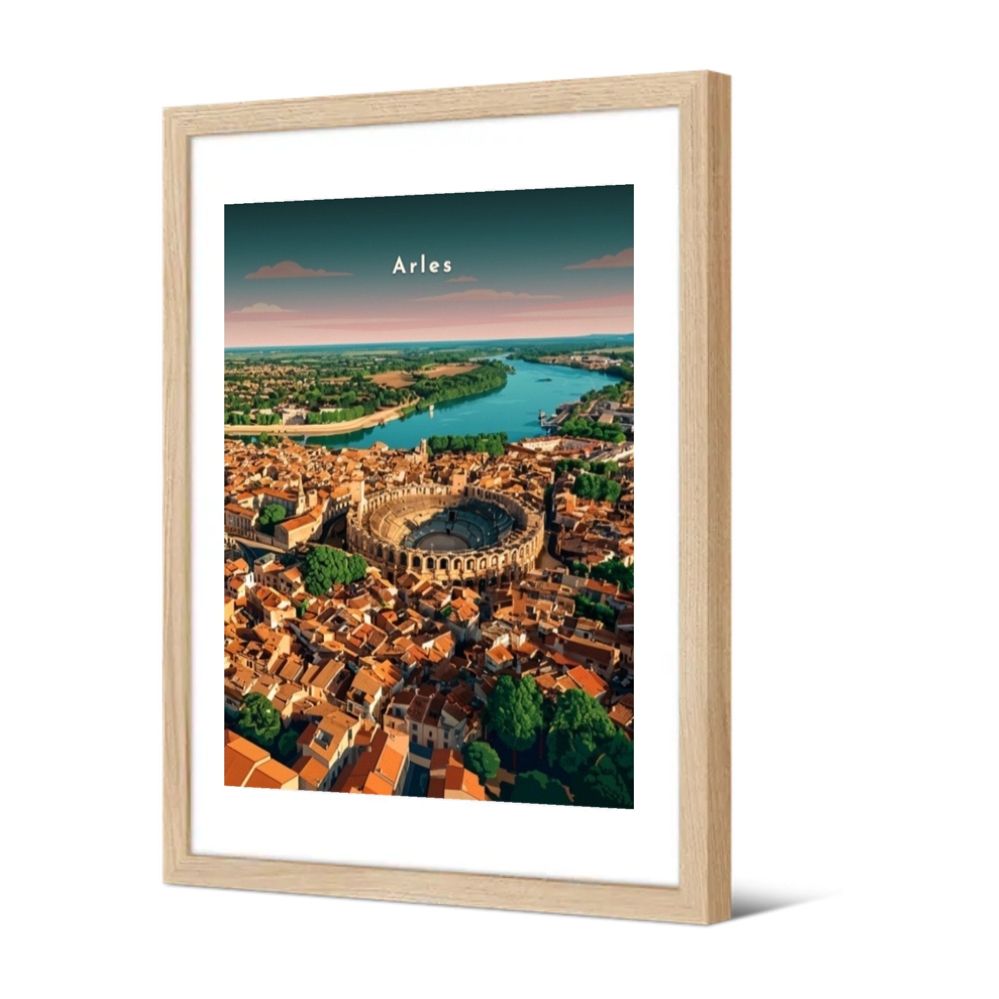 Les Arènes et le Rhône — Pôdevache, encadrée, vue de trois quarts