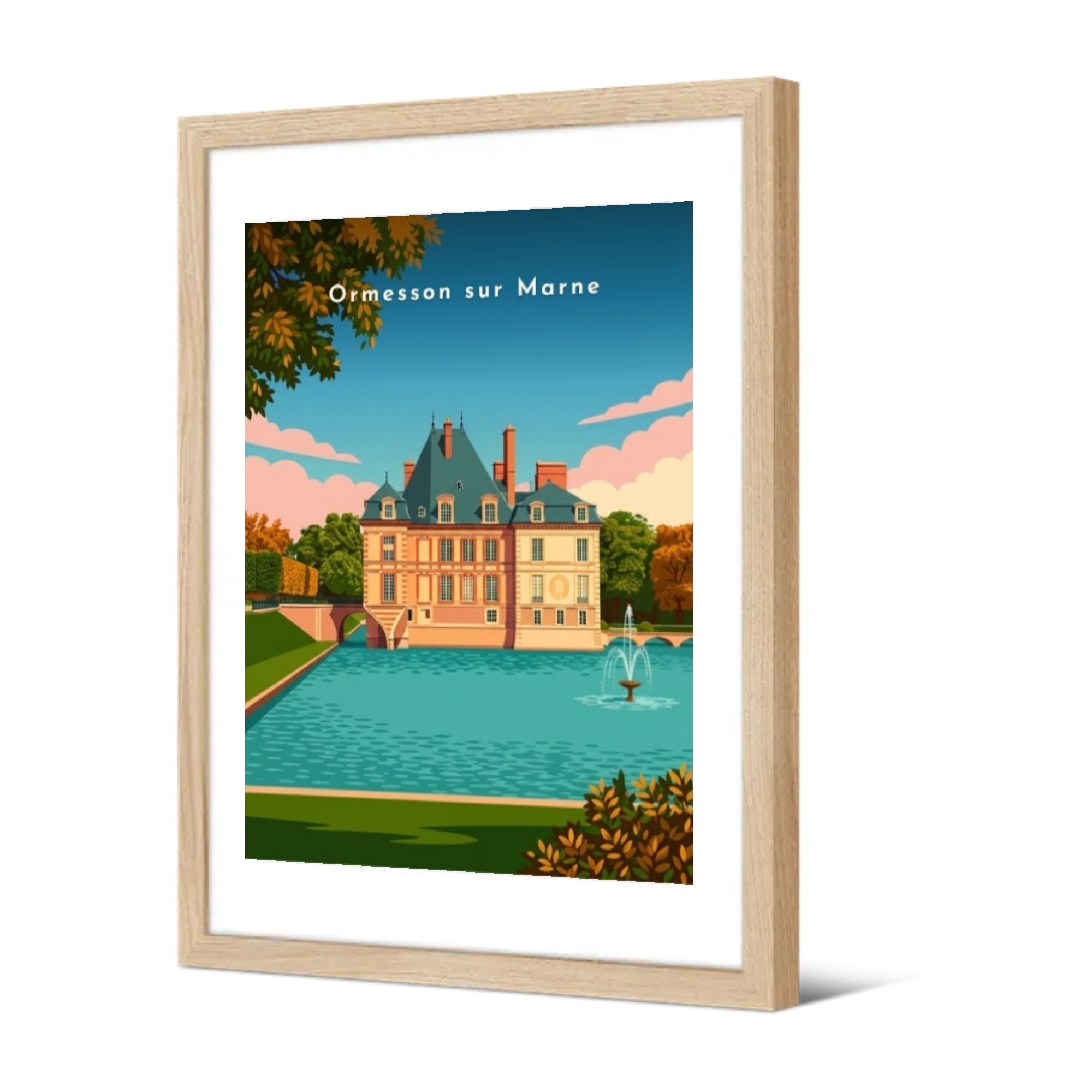 Le château et son bassin — Pôdevache, encadrée, vue de trois quarts
