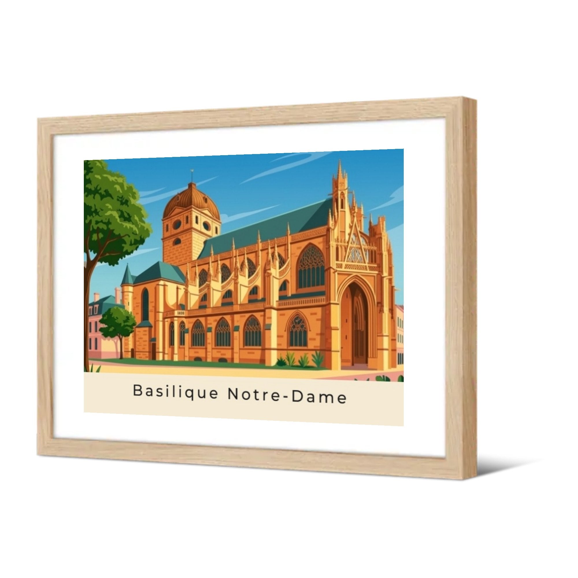 Basilique Notre-Dame — Pôdevache, encadrée, vue de trois quarts