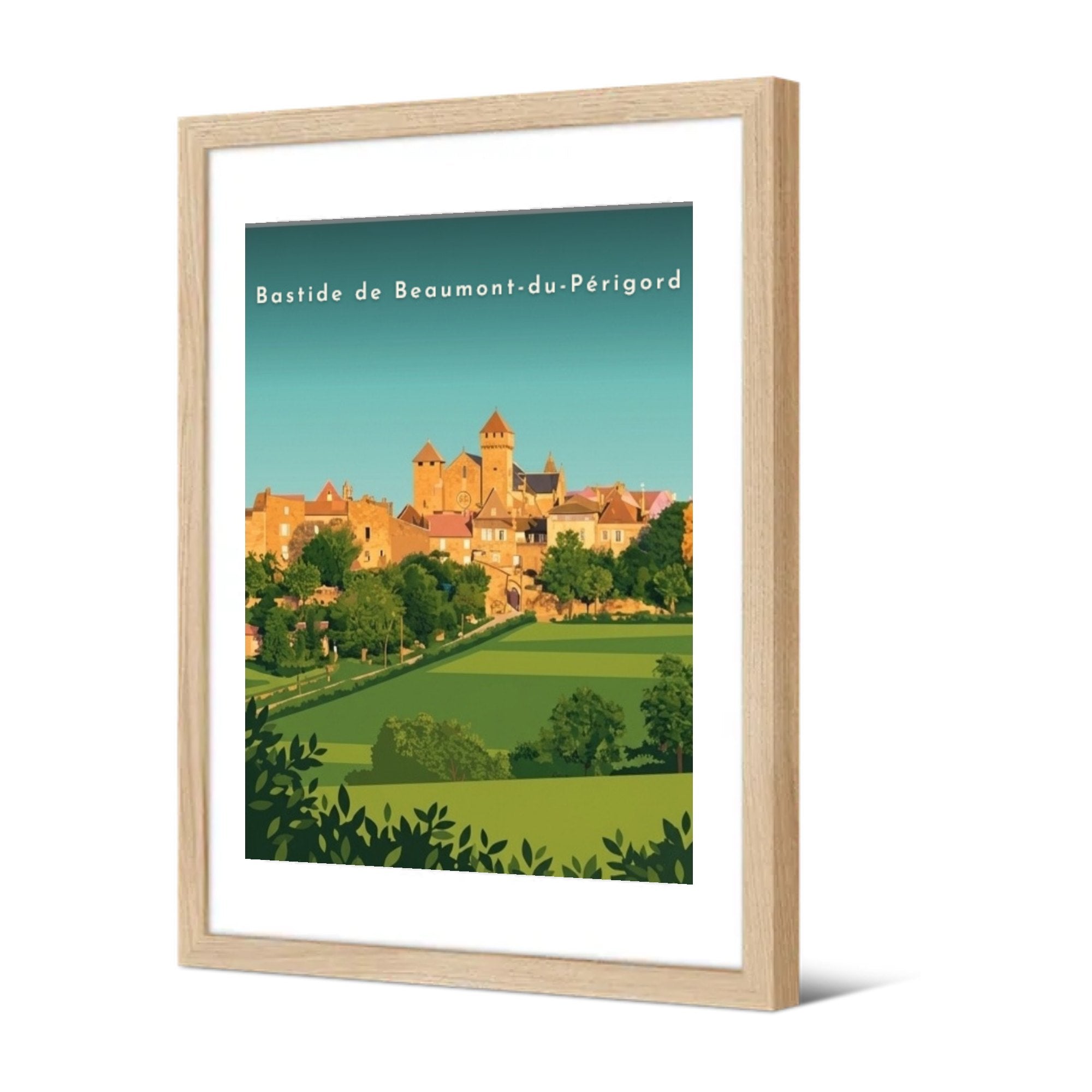 Bastide de Beaumont-du-Périgord — Pôdevache, encadrée, vue de trois quarts