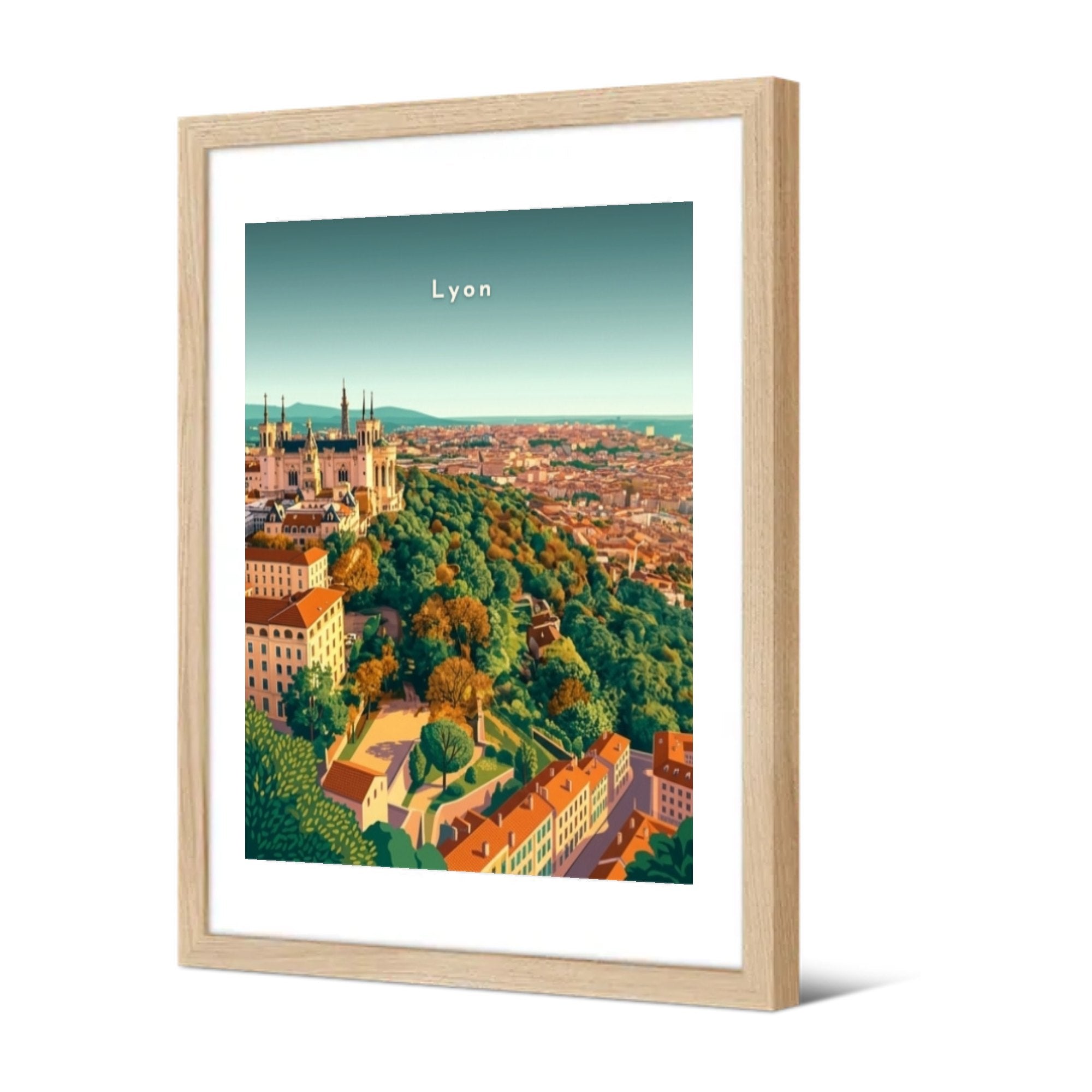 Fourvière dominant la ville — Pôdevache, encadrée, vue de trois quarts