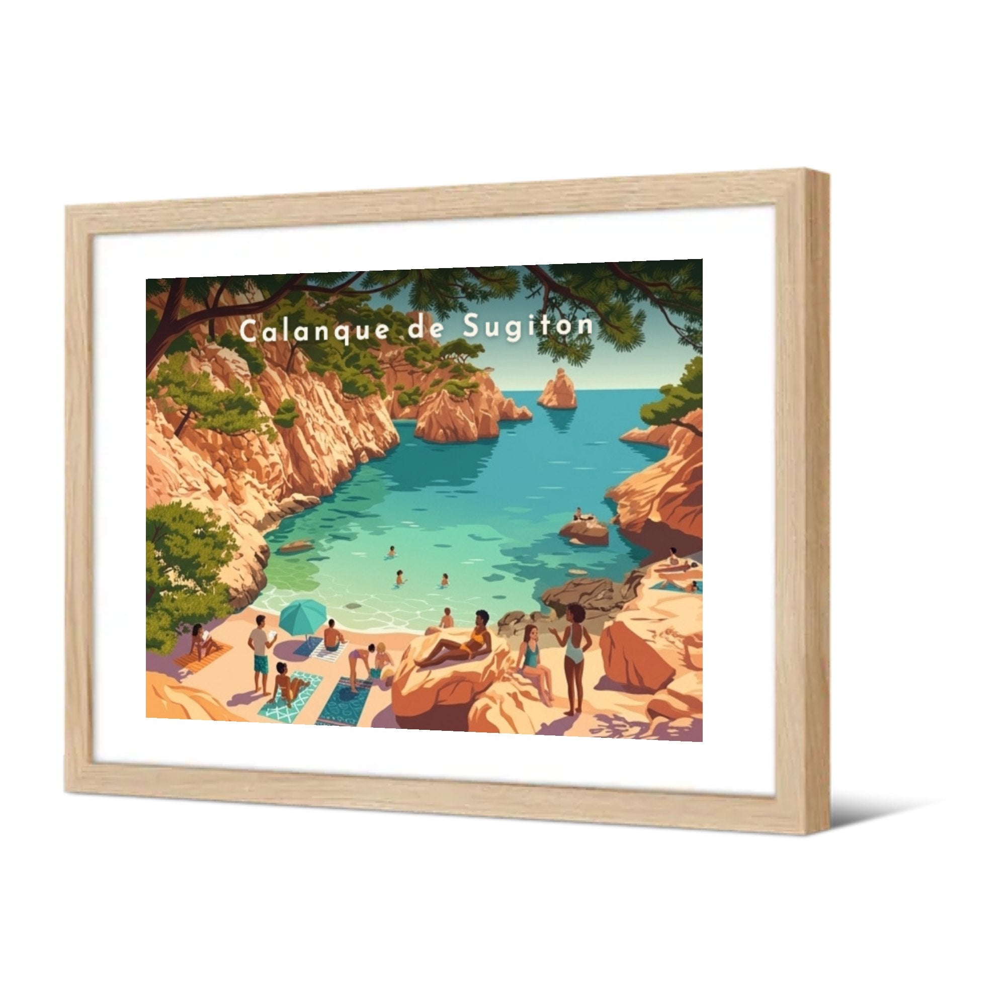 Calanque de Sugiton — Pôdevache, encadrée, vue de trois quarts