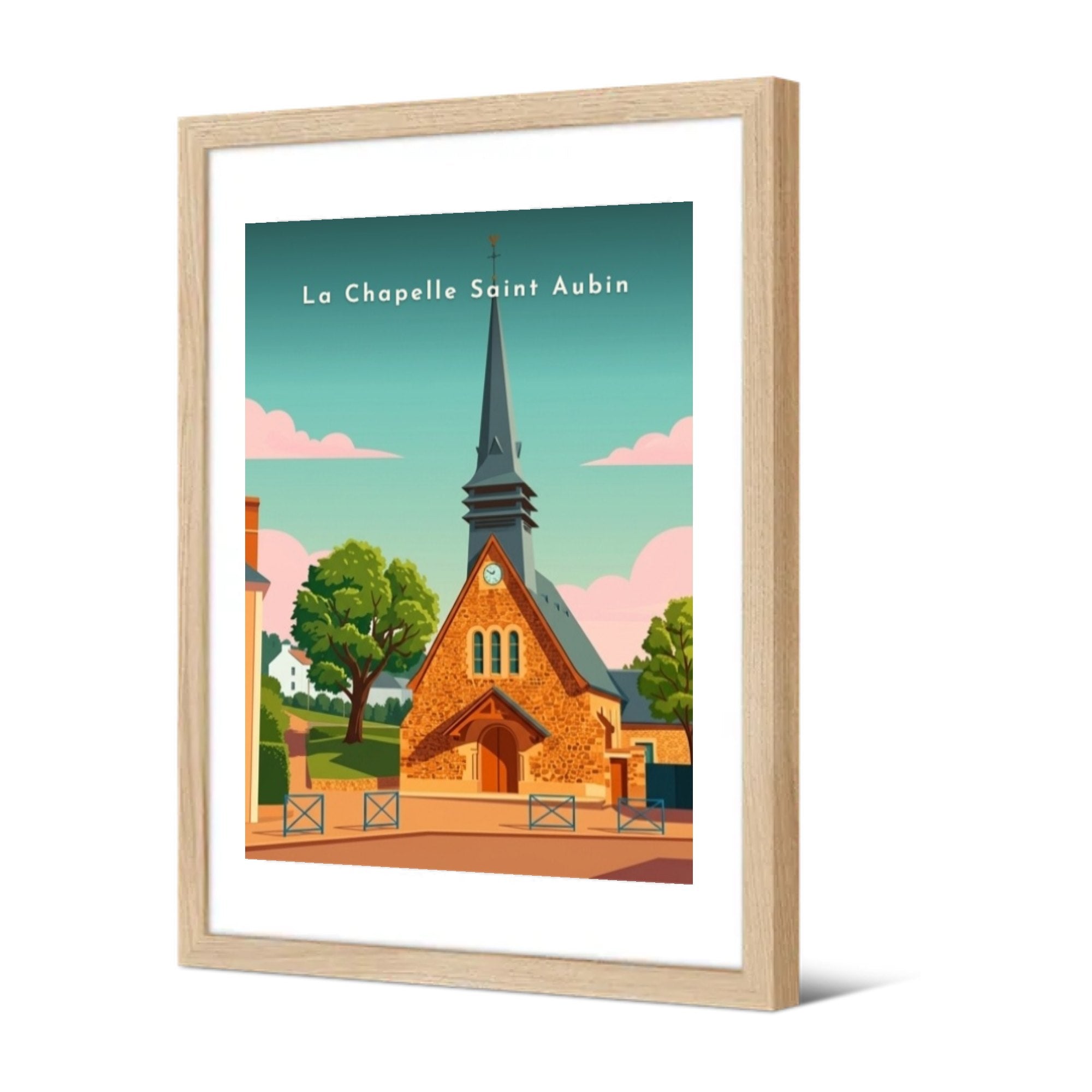 Église Saint-Aubin — Pôdevache, encadrée, vue de trois quarts