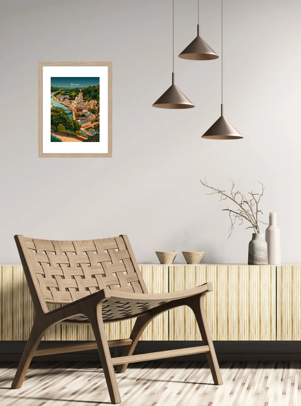 Le port et le vieux pont sur la Rance — Pôdevache, en situation sur un mur