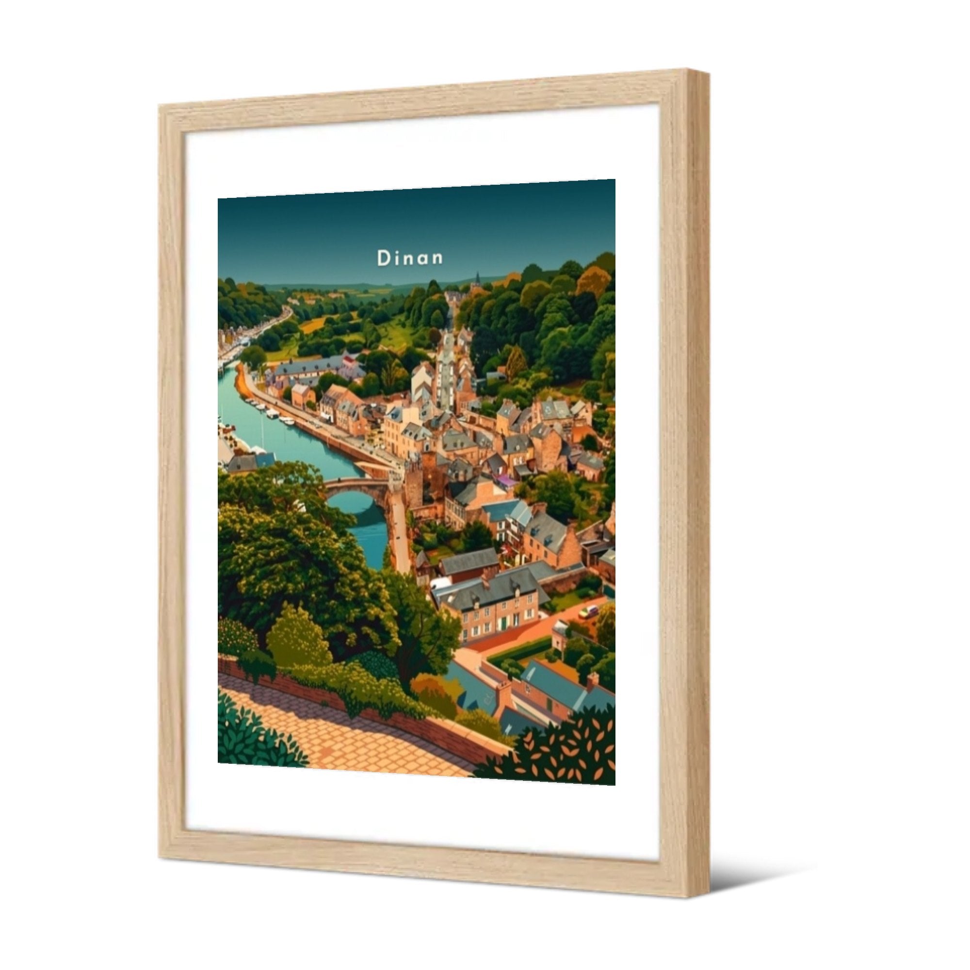 Le port et le vieux pont sur la Rance — Pôdevache, encadrée, vue de trois quarts