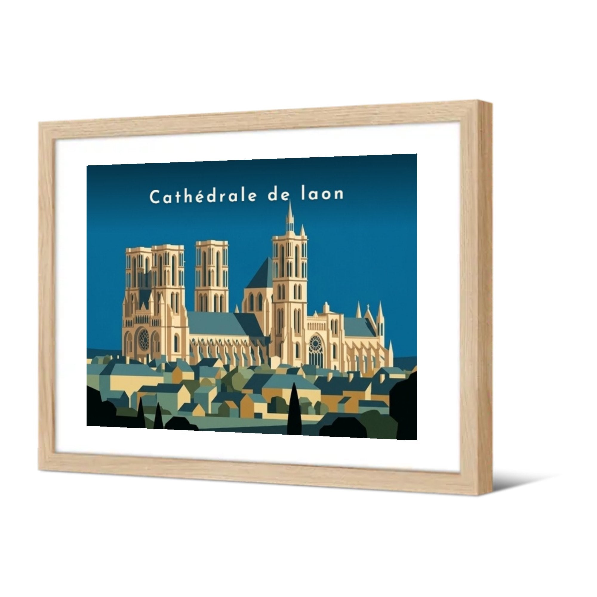 Cathédrale de laon — Pôdevache, encadrée, vue de trois quarts