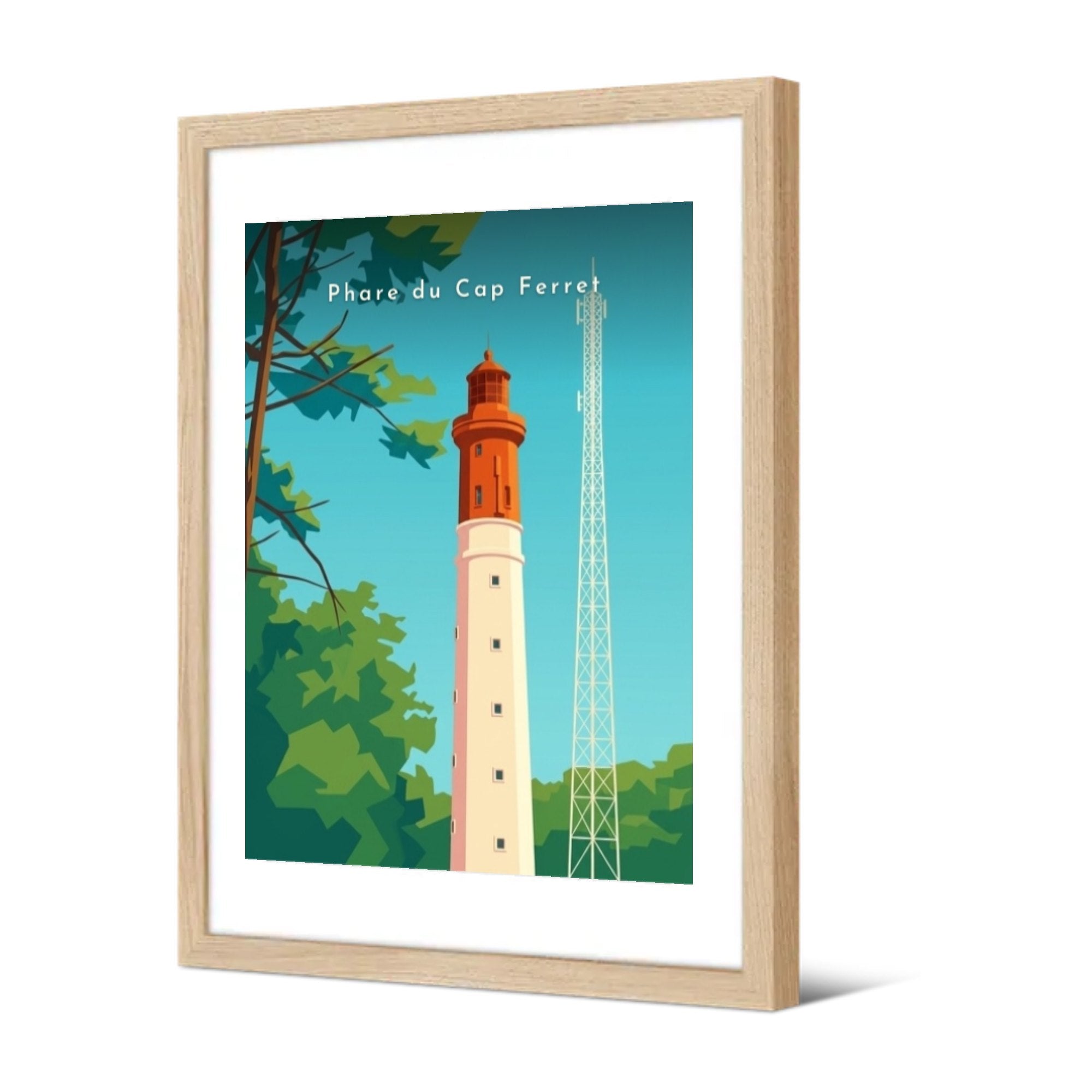 Phare du Cap Ferret — Pôdevache, encadrée, vue de trois quarts
