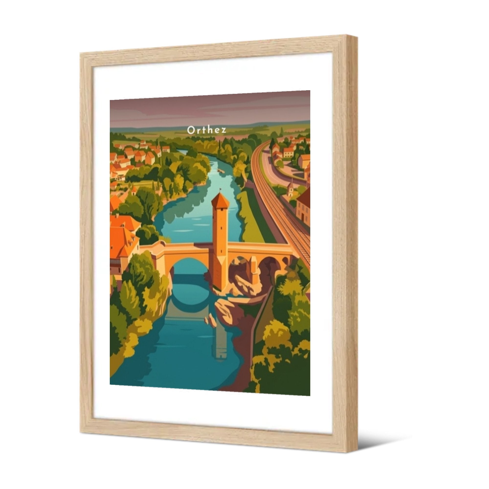 Vue aérienne sur le Pont Vieux — Pôdevache, encadrée, vue de trois quarts