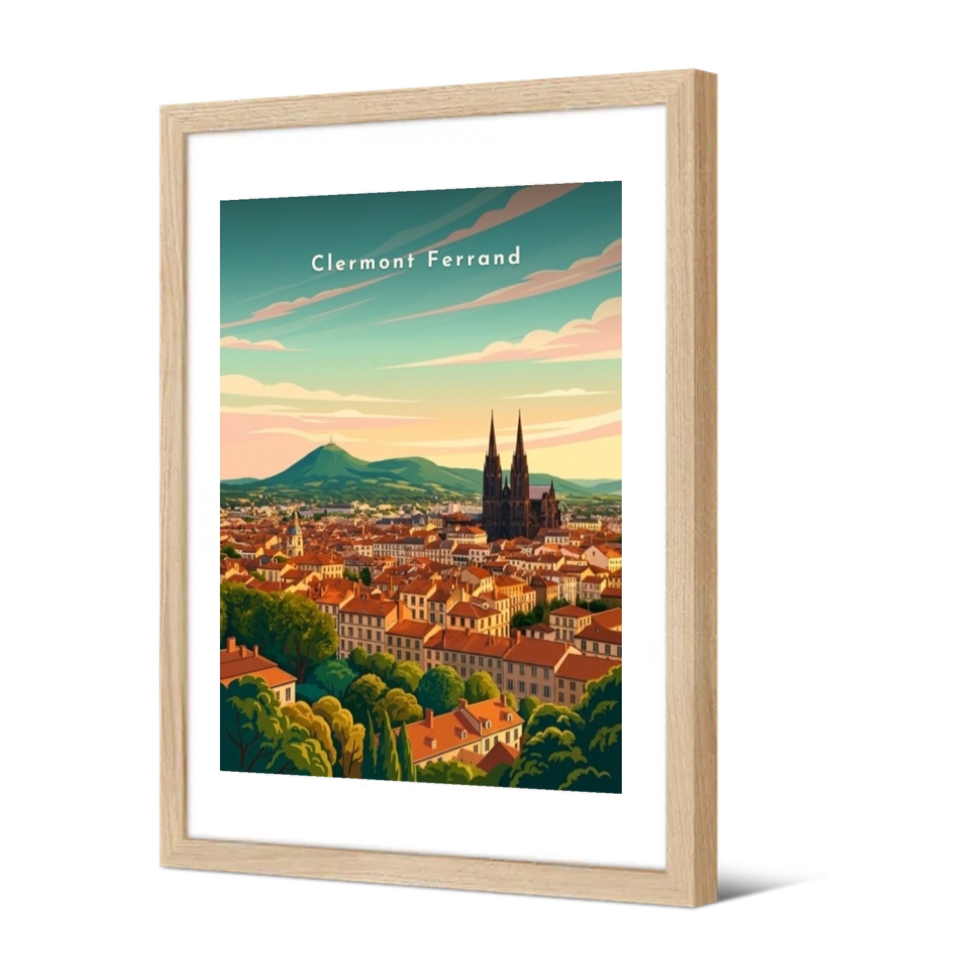 Cathédrale et Puy de Dôme — Pôdevache, encadrée, vue de trois quarts