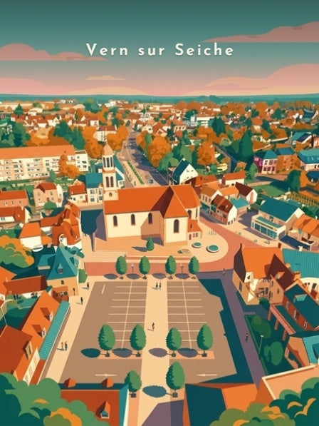 Vue aérienne du centre-bourg — Pôdevache, visuel seul