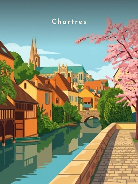 Les bords de l'Eure et la cathédrale — Pôdevache, visuel seul