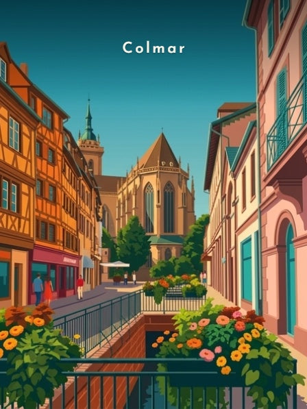 La collégiale depuis le pont fleuri — Pôdevache, visuel seul