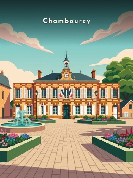 L'Hôtel de ville et la fontaine — Pôdevache, visuel seul