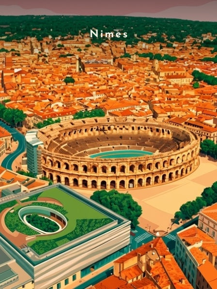 Les Arènes et le Musée de la Romanité — Pôdevache, visuel seul