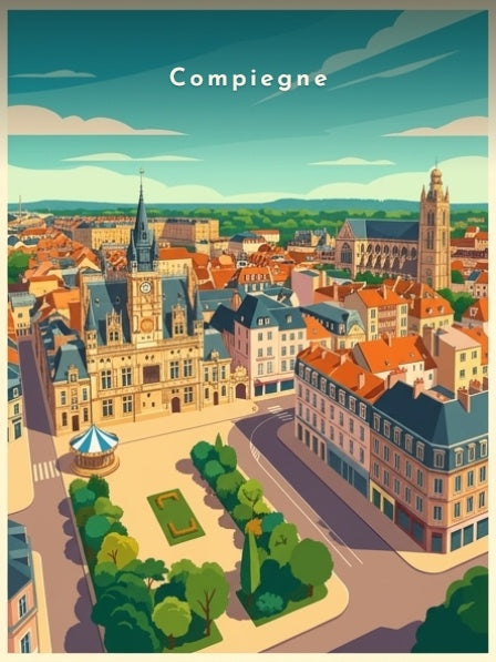 Vue plongeante sur l'Hôtel de Ville — Pôdevache, visuel seul