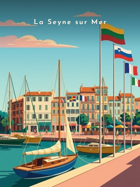 Le port et les drapeaux — Pôdevache, visuel seul