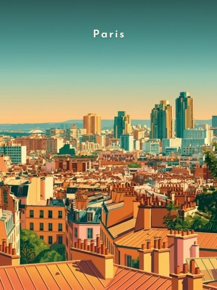 Vue sur les toits et la skyline moderne — Pôdevache, visuel seul