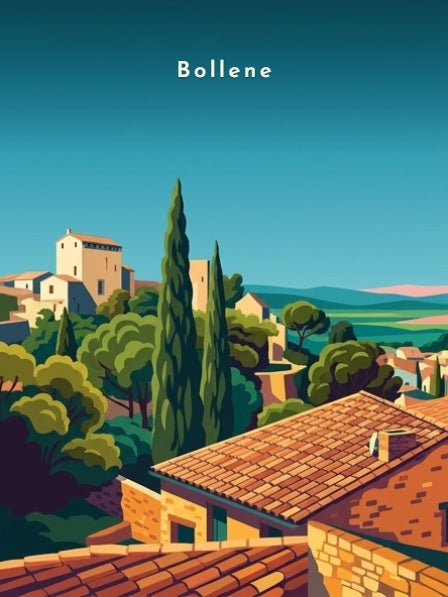 Vue sur les hauteurs et les cyprès — Pôdevache, visuel seul