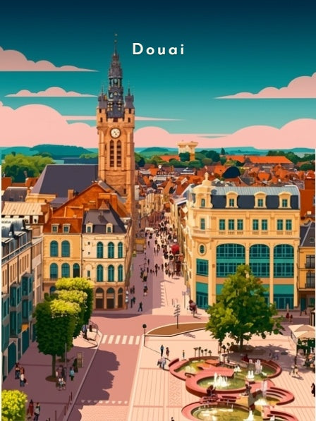 Le Beffroi et la place d'Armes en plongée — Pôdevache, visuel seul