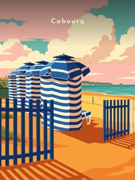 Les tentes rayées sur la plage — Pôdevache, visuel seul