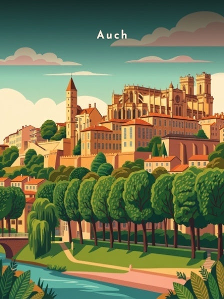 Les berges du Gers et la cathédrale — Pôdevache, visuel seul