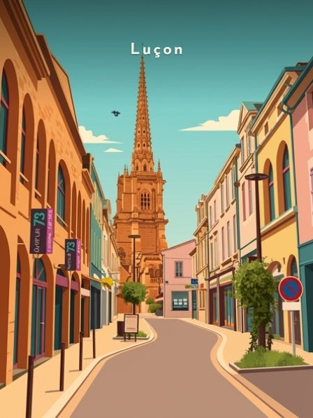 Perspective sur la flèche depuis la rue — Pôdevache, visuel seul