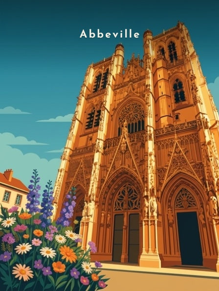 Saint-Vulfran et parterre de fleurs — Pôdevache, visuel seul