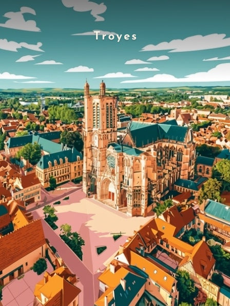 Vue aérienne sur la cathédrale — Pôdevache, visuel seul