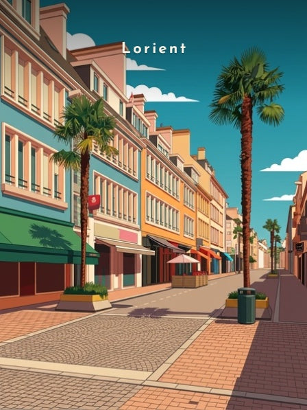 Rue commerçante aux palmiers — Pôdevache, visuel seul