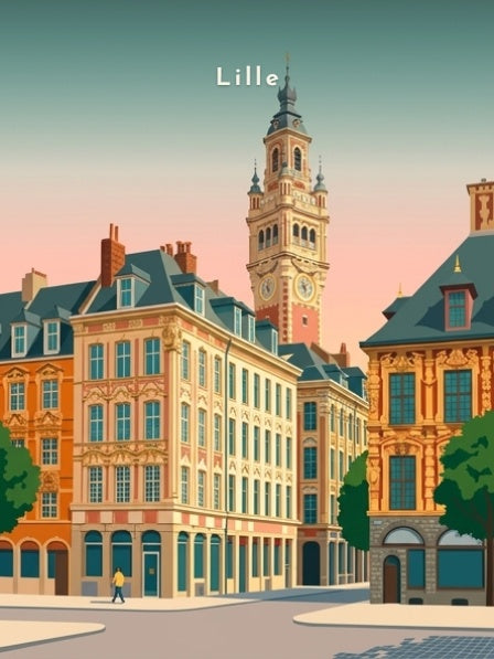 Façades flamandes et beffroi — Pôdevache, visuel seul