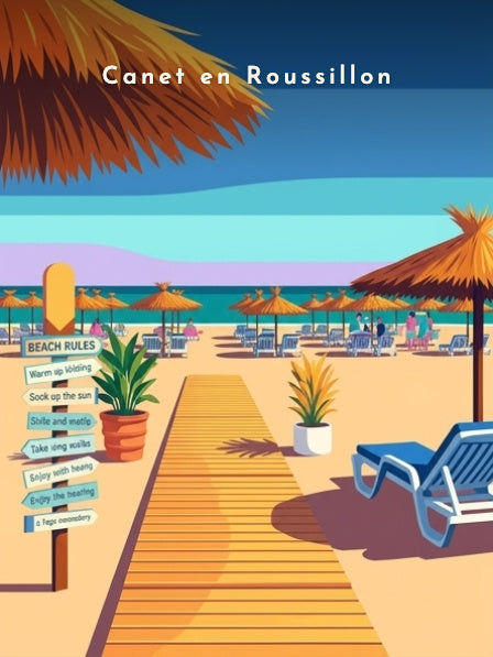 Plage et paillotes — Pôdevache, visuel seul