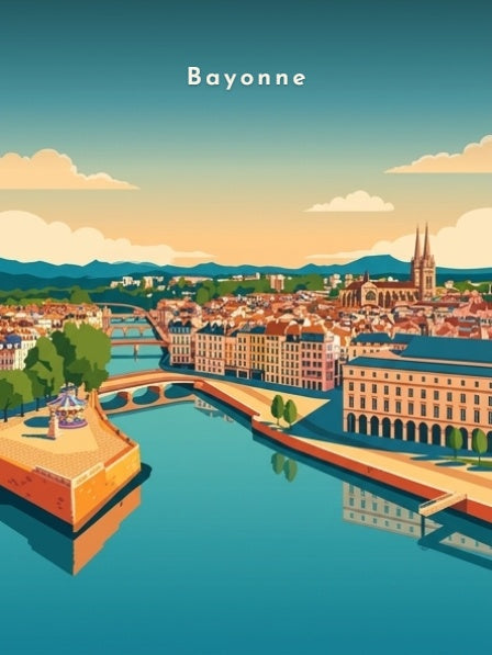Les quais de la Nive et la cathédrale — Pôdevache, visuel seul