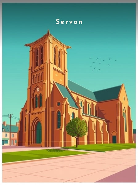 L'église Sainte-Colombe de trois-quarts — Pôdevache, visuel seul