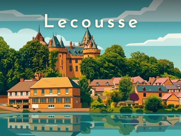 Château dominant le plan d'eau — Pôdevache, visuel seul