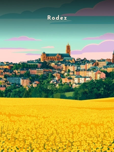 La cathédrale depuis les champs de colza — Pôdevache, visuel seul