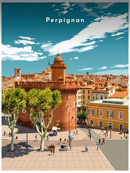 Le Castillet et les toits — Pôdevache, visuel seul