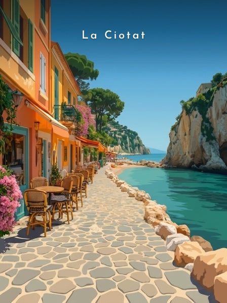 Terrasses au bord de la calanque — Pôdevache, visuel seul
