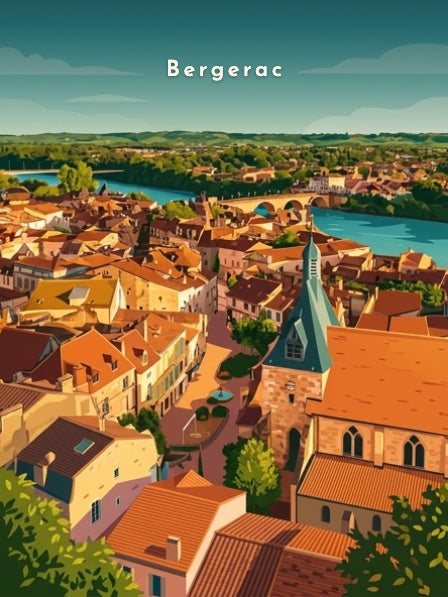 La vieille ville et la Dordogne — Pôdevache, visuel seul
